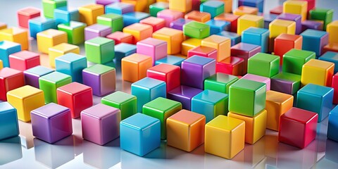 Obraz premium Colorful Cubes on Reflective Surface