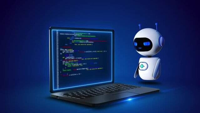 Robot thinking using virtual interface ai chatbot icon data processing Artificial Intelligence, Chatbot, Deep Learning, Machine Learning Language Model Visualization. software developer programmer