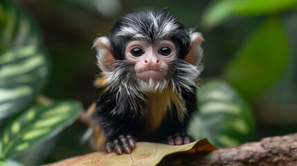 Obraz premium cute baby emperor Tamarin Saguinus imperator