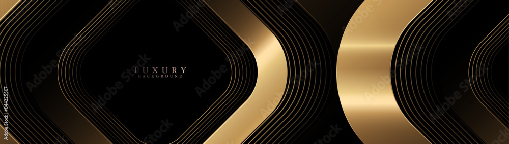 Poster Abstract background with gold geometric triangle lines. Modern minimal luxury shiny lines pattern horizontal. Vector illustration