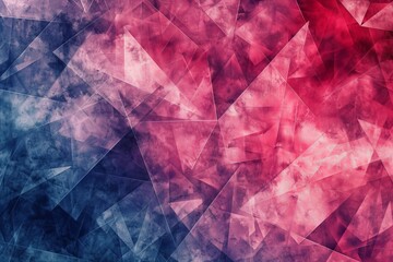 Geometric background design with triangular shapes in shades of pink, red, and dark blue