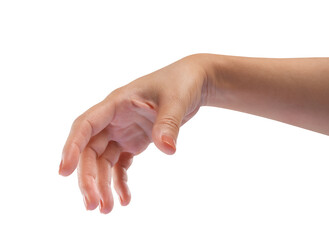 Female hand gesture isolated on white background, clipping path.