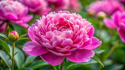 A Beautiful Pink Peony Flower In Full Bloom.
