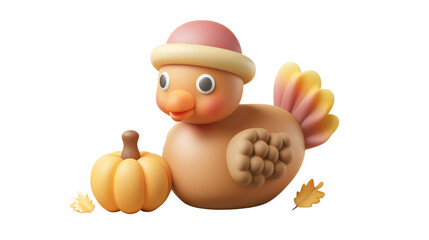 A 3d clay turkey chicken as a thanksgiving icon