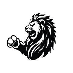 Lion Animal black silhouette vector with white color background