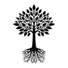 Naklejka premium Tree Plant black silhouette vector with white color background