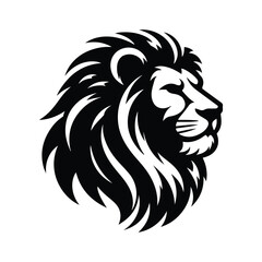 Lion Animal black silhouette vector with white color background