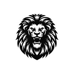 Lion Animal black silhouette vector with white color background