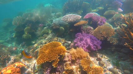 Diving in the Sea with Colorful Corals