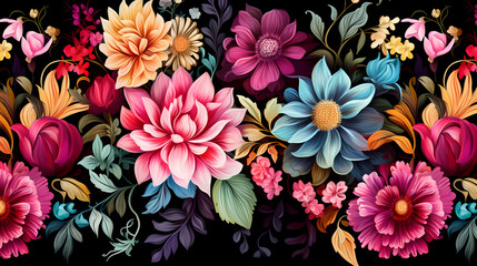 Colorful floral pattern illustration