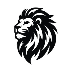 Lion Animal black silhouette vector with white color background