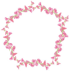Fototapeta premium A pink floral border or frame, perfect for spring cards and decorations