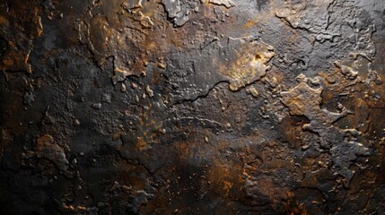 Close-up of a detailed rusted metal surface, showcasing intricate textures and natural patterns in shades of brown and grey.