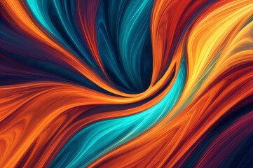 Naklejka premium An abstract background featuring vibrant, flowing colors that blend and swirl together, resembling liquid dynamics in motion. This lively design captures movement and fluidity