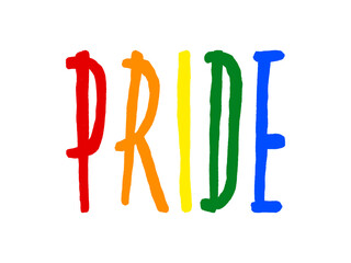 LGBT pride art on white background. template for poster, social network, banner, cards. word PRIDE for poster. LGBTQ love symbol background. Concept design.