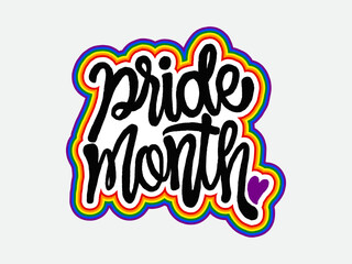 Fototapeta premium LGBT pride art on white background. template for poster, social network, banner, cards. word PRIDE for poster. LGBTQ love symbol background. Concept design.
