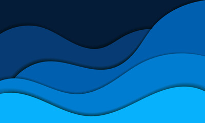 Abstract blue modern wave papercut style background