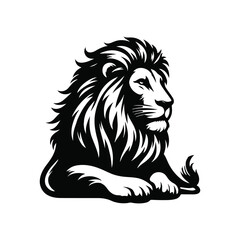 Lion Animal black silhouette vector with white color background