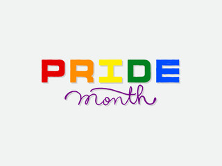 LGBT pride art on white background. template for poster, social network, banner, cards. word PRIDE for poster. LGBTQ love symbol background. Concept design.