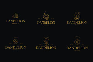 Dandelion plant collection logo design set template vector illustration