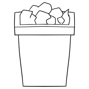 recommend clip art: full trash bin illustration hand drawn outline vector