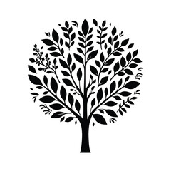 Obraz premium Tree Plant black silhouette vector with white color background