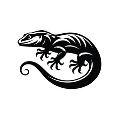 Lizard Animal black silhouette vector with white color background