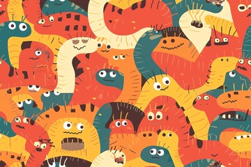 Cartoon monster seamless pattern