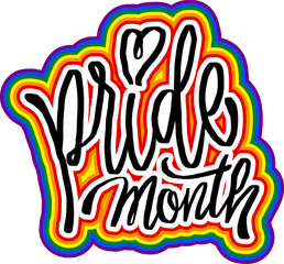 LGBT pride art on white background. template for poster, social network, banner, cards. word PRIDE for poster. LGBTQ love symbol background. Concept design.