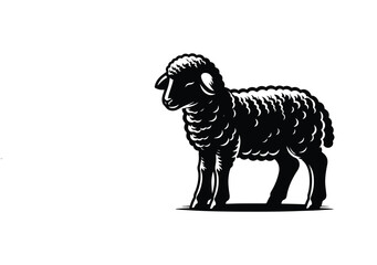 Lamb Animal black silhouette vector with white color background