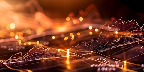 Bright graphs showing stock market changes visualizing market trends and fluctuations. Concept Stock Market Trends, Market Fluctuations, Data Visualization, Bright Graphs, Financial Analysis