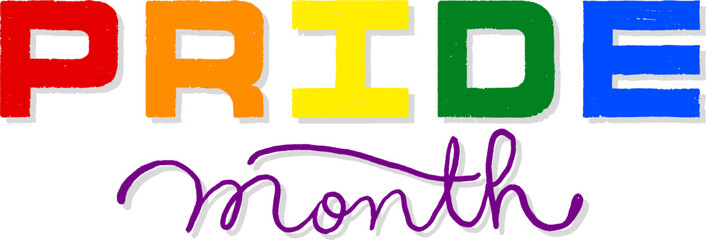 LGBT pride art on white background. template for poster, social network, banner, cards. word PRIDE for poster. LGBTQ love symbol background. Concept design.