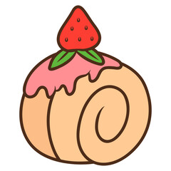 roll cake with strawberry