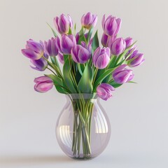 Obraz premium A beautiful bouquet of purple tulips, arranged in a vase