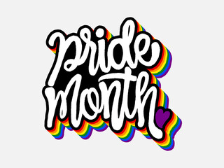 Fototapeta premium LGBT pride art on white background. template for poster, social network, banner, cards. word PRIDE for poster. LGBTQ love symbol background. Concept design.