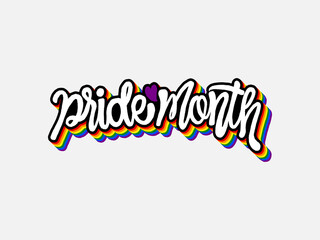 LGBT pride art on white background. template for poster, social network, banner, cards. word PRIDE for poster. LGBTQ love symbol background. Concept design.