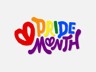 Naklejka premium LGBT pride art on white background. template for poster, social network, banner, cards. word PRIDE for poster. LGBTQ love symbol background. Concept design.