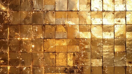 Golden Metallic Grid Texture Background