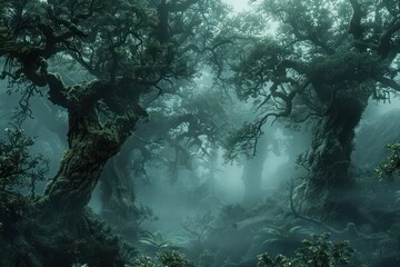 Obraz premium fog in the forest