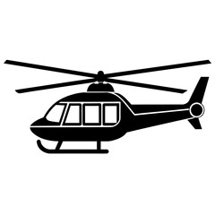 Helicopter icon vector silhouette Illustration on white background
