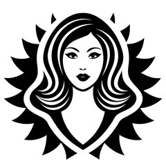 Beauty salon logo design silhouette vector art illustration