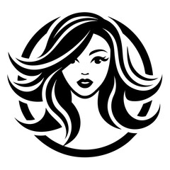 Beauty salon logo design silhouette vector art illustration