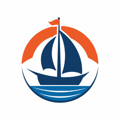 A minimalist Boat Logo vector art illustration