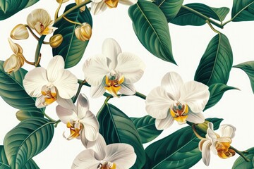 Obraz premium A botanical-inspired wallpaper design