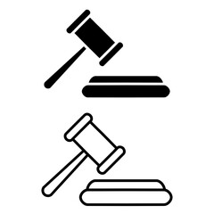 judicial verdict hammer icon, flat icon eps vector