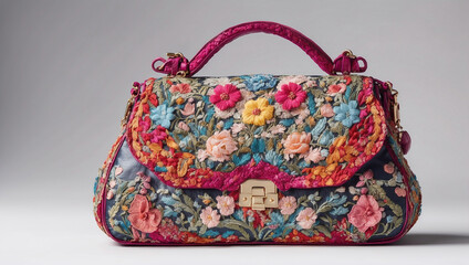  purse with colorful floral embroidery 