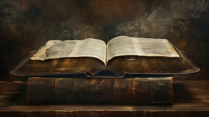 Obraz premium A book is open to a page with a large amount of writing