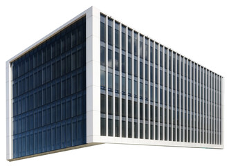 Modern standard  office building made of glass, steel and concrete isolated