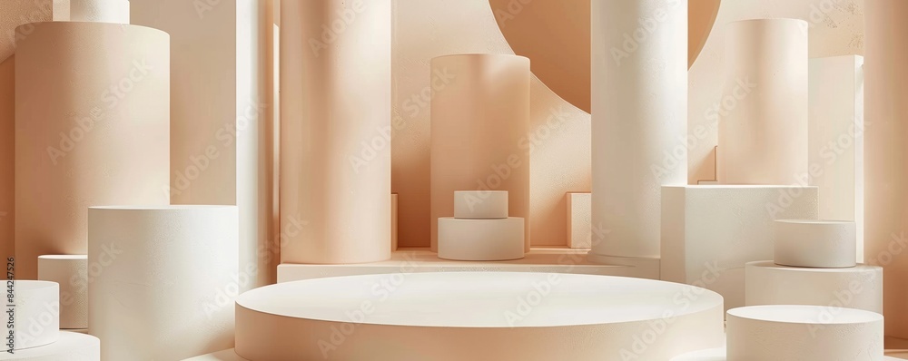 Aufkleber the image is a white and tan color scheme with a lot of white pillars