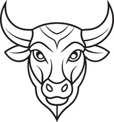 bull line art logo illustration black and white